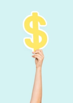 Hand Holding Bright Yellow Dollar Sign